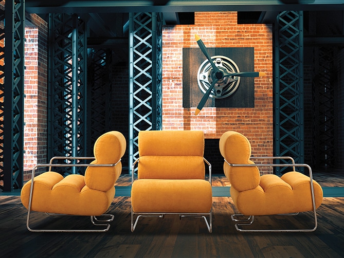 FAUTEUIL MODÈLE P359 CUIR ROUGE